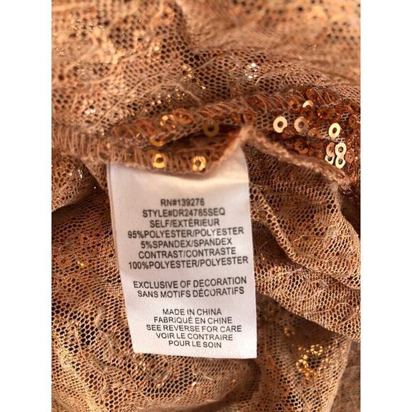 DR2 by Daniel Rainn Shirt Sequin Ruched Long Sleeve Button-Up Copper Rose NWT S - Picture 5 of 6